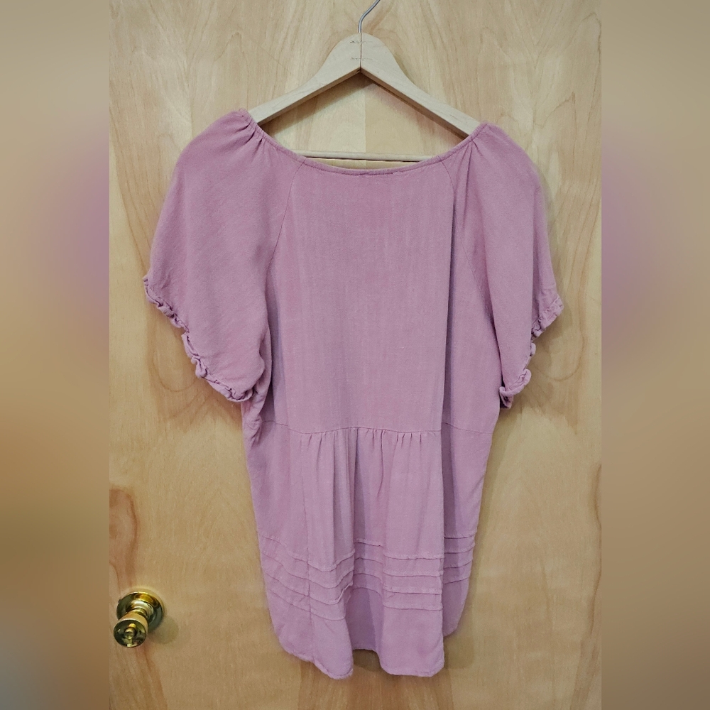 Umgee Pink Ruffle Sleeve Flowy Blouse - Picture 5 of 12